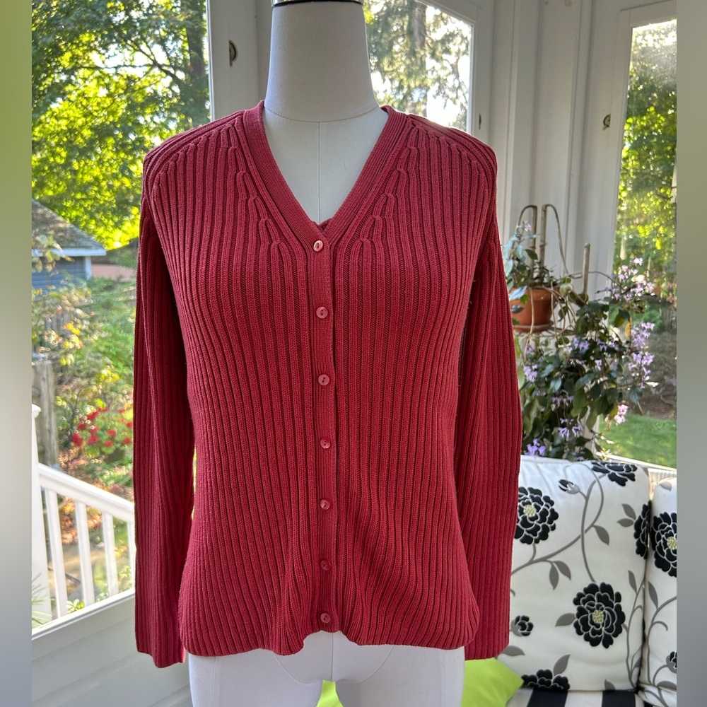 Talbots Collection Salmon Color Ribbed Sweater Set - Picture 3 of 8